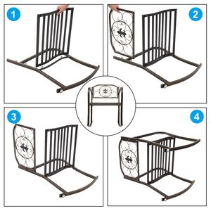 Sedia a dondolo in metallo con design a spirale per esterni, ideale per patio, portico o terrazza, per uso in giardino - Product Image 4