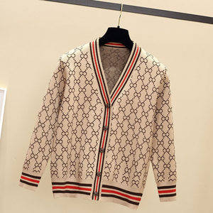 Cárdigan de Punto con Cuello en V Bordado para Mujer, Manga Larga, Frente Abierto, Prenda Exterior Informal de Moda, Suave y Cálida para Otoño e Invierno - Product Image 1