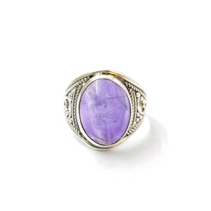 Vintage Style 5.1 Grams Amethyst <b>Crystal</b> <b>Ring</b> Gemstone Bezel Setting Inlay - Product Image 1