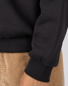 2026 <b>Women's</b> <b>Black</b> <b>Fleece</b> Crew Neck Sweatshirt Casual Drop-Shoulder Loose Fit Long Sleeve Plain Dyed Autumn Top 320 g - Product Image 4