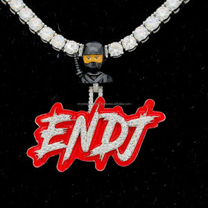 2025 nouveau rappeur bijoux pendentif personnalisé VVS Moissanite avec émail rouge 925 argent Hip Hop lettre diamant pierre principale - Product Image 1