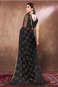 Sari de luxe traditionnel imprimé en mousseline de soie, tissé en rayonne, infroissable et réversible, modèle tendance - Product Image 6