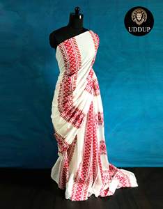 Lino Khadi Original con Jari Butta y Jari Border Super Design Precioso diseño tradicional Ropa de fiesta Sari y blusa - Product Image 4