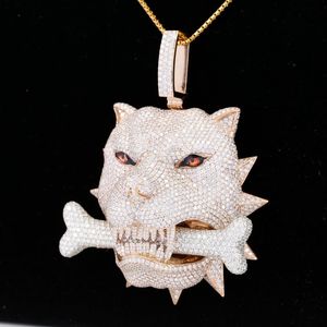 Iced Out Angry Panther Pendant Moissanite Diamond Animal <b>Charm</b> Hip Hop Gold Tone Jewelry for Party - Product Image 3