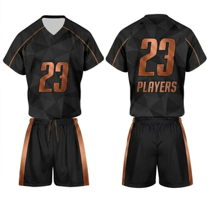 Conjunto de Uniformes de Lacrosse de Manga Corta con Cuello en V, Transpirables, Antibacterianos y de Secado Rápido, Impresos por Sublimación Completa en Poliéster/Algodón - Product Image 1