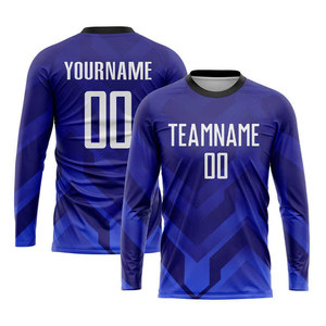 ชุดฟุตบอลสีน้ำเงิน ขาว ดำ แบบซับลิเมชั่น ปรับแต่งได้เต็มรูปแบบ เสื้อฟุตบอลพรีเมียม ระบายอากาศได้ดี สำหรับนักกีฬา - Product Image 2