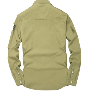 Chemise en jean déchirée et vieillie pour homme, manches longues, boutonnée, style décontracté vintage, en coton, coupe classique - Product Image 3