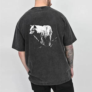 Street Wear Custom Men 100% Cotton Custom DTG Print T-shirt Oversize <b>Drop</b> Shoulder <b>Acid</b> Wash T-shirt - Product Image 2