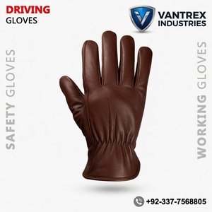 Gants de conduite en cuir marron, non doublés, thermiques, longueur poignet, style uni, pour usage extérieur - Product Image 3