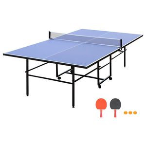 Tavolo da Ping Pong Pieghevole Portatile da 9 Piedi con Rete e 2 Racchette per Giochi al Chiuso - Product Image 1
