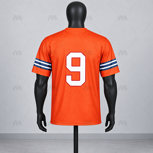 เสื้อเจอร์ซีย์อเมริกันฟุตบอลสีส้มสำหรับผู้ชายไซส์พลัส คอวี แขนสั้น ผ้าซับเหงื่อ ผลิตจากผ้าสแปนเด็กซ์/โพลีเอสเตอร์ สำหรับทีม - Product Image 3