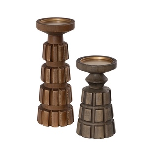 Magnifique ensemble de 2 bougeoirs en bois, fabrication artisanale haut de gamme, pour la maison, la table, les mariages, les fêtes, Noël, à prix avantageux - Product Image 6