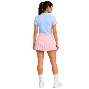 ชุดเสื้อโปโลเทนนิสกอล์ฟสีฟ้าอ่อนชมพูสำหรับผู้หญิง กระโปรงจีบ ชุดกีฬาออกกำลังกายแบบกำหนดเอง ระบายอากาศได้ดี แห้งเร็ว ประสิทธิภาพสูง - Product Image 2