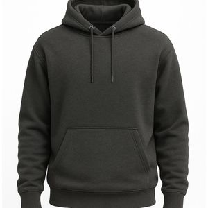 Sweat à capuche d'hiver pour homme, noir, en molleton de coton mélangé, imprimé logo personnalisé, très tendance, coupe droite légèrement tombante, écologique - Product Image 1