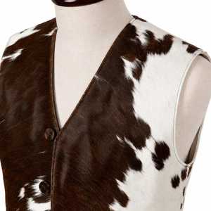 Chaleco de Cuero Vacuno para Hombre, sin Cuello, a Cuadros, Ropa de Invierno, Cierre de un Botón, Estilo Casual, Secado Rápido - Product Image 5