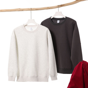 No logo or Tags Stock & OEM Available. 320g Fleece Crew Neck <b>Sweatshirt</b> Unisex Solid <b>Retro</b> Regular Fit Breathable Pullover - Product Image 1