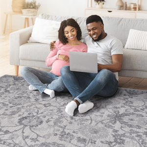 LOOM LUXE Collection 5X7 elegante tappeto anti-macchia Grey/argento/orientale Non spargimento per soggiorno da pranzo in ufficio - Product Image 4