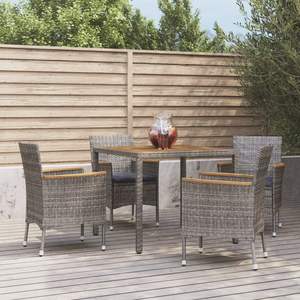 Ensemble de 4 ensembles de salle à manger de jardin gris pour patio - Product Image 1