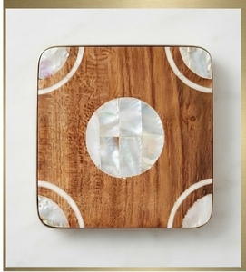 แผ่นรองแก้วไม้สี่เหลี่ยมทำมือ ประดับมุก ดีไซน์ทันสมัย - Product Image 3