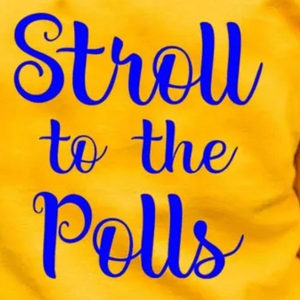<b>Yellow</b> Crewneck Sweatshirt with Blue Stroll to the Polls Graphic Print Long Sleeve Casual Pullover College Style <b>Top</b> - Product Image 5