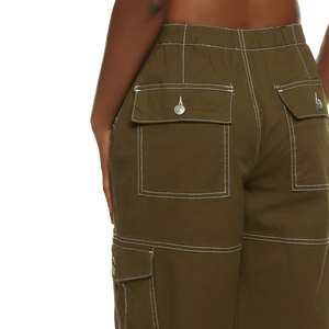 Pantalones cargo acampanados de verano para mujer, estilo nuevo, en color liso, con cintura personalizada, pantalones vaqueros cargo rasgados para mujer en oferta - Product Image 4