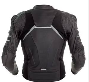 Veste de moto haute Performance en cuir aérodynamique noir/gris Armures approuvées CE Veste de moto de protection de course pour hommes - Product Image 5