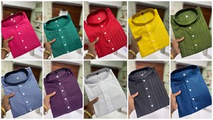 KURTA DE TRABAJO TEJIDO DE MODA PARA HOMBRE CON PAYJAMA AMARILLO 70475 - Product Image 4