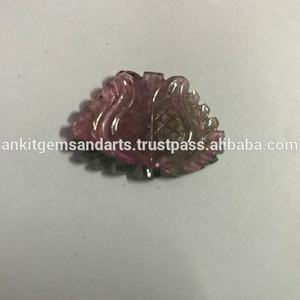 แกะสลักพลอยทัวร์มาลีนธรรมชาติสองสีงานตามสั่งแบบหลวมๆรูปทรงและขนาดที่เป็นเอกลักษณ์ - Product Image 2