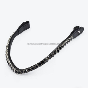 Fait à la main toutes les formes réglables boucles pression en cuir cheval sourcil bande avec cristaux noirs chaîne en métal bling sourcil bande - Product Image 5