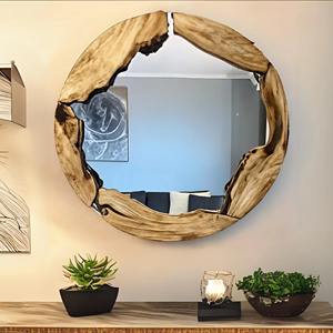 Espejo de Pared de Madera para Oficina en Casa, Espejo de Pared de Madera Profesional para Decoración de Estudio y Biblioteca, Espejo Colgante al por Mayor - Product Image 2