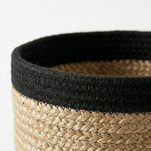 Panier de rangement artisanal en jonc de mer naturel noir et écologique, style vintage, ensemble de décoration pour la maison Kingcraftviet - Product Image 5