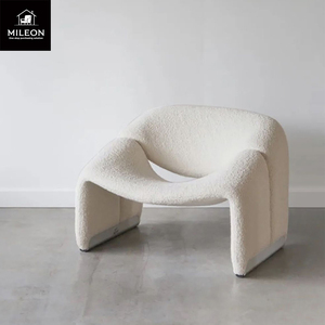 Chaise de canapé simple nordique tissu de loisirs hôtel modèle chambre concepteur personnalisé Simple fauteuil en coton et laine de lin en forme spéciale - Product Image 3