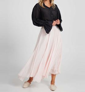 กระโปรงผู้หญิงไซส์ใหญ่สีขาวลำลอง ผ้าไหมคอตตอนเนื้อนุ่มสบาย เอวยางยืด ชายกระโปรงทรงผ้าเช็ดหน้า ดีไซน์ทรงเอไลน์ - Product Image 6