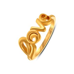 Bague en or plaqué or de qualité supérieure avec inscription LOVE et motif cœur pour femme, bijoux de mode romantiques minimalistes modernes, vente en gros - Product Image 1