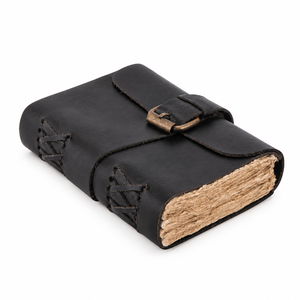 Handmade <b>Leather</b> Hardcover Diary Thread Sewing Binding Vintage Style Black <b>Cover</b> Brass Buckle Closure <b>A5</b> NEW ERA - Product Image 1