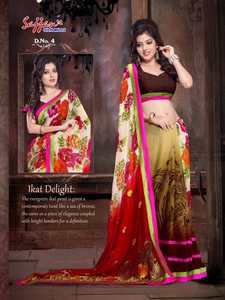LeBeLe Attractive Georgette Custom Printed Pattern <b>Saree</b> <b>Blouse</b> Women Sun Protection Comfortable Soft Easy Wear All Occasions - Product Image 2