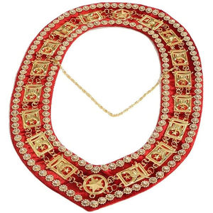 Collier de chaîne maçonnique Shriner en strass doré sur velours rouge, de haute qualité, fabriqué sur mesure en tissu avec collier de chaîne - Product Image 6
