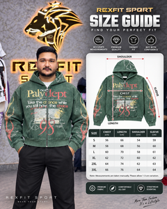 GRAY FOUR SPORTS Sweat à capuche zippé vert vintage pour homme, motif abstrait, mélange de coton délavé, coupe oversize, style streetwear - Product Image 5