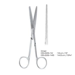 Tijeras Quirúrgicas Grazil de 13 cm (5 Pulgadas), Instrumento de Disección Manual de Acero Inoxidable, Certificación CE Clase I ISO13485, Set Ortopédico - Product Image 2