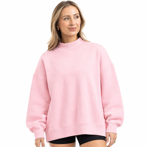 Sudadera de cuello alto para mujer al por mayor, top cómodo de manga larga, diseño relajado tipo jersey, estilo casual y cómodo para uso diario. - Product Image 2