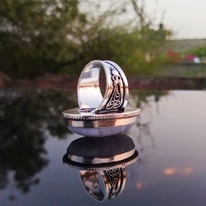 Blue Lace Agate 925 Sterling <b>Silver</b> Handmade Oval Cut Lock Shape <b>Ring</b> Party Anniversary Gift Promise Boho <b>Statement</b> Jewelry - Product Image 2