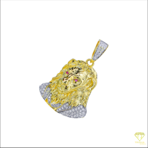 Colgante de Joyería de Lujo con Diseño de León, Acabado Pulido y Piedras de Diamante Moissanite VVS - Product Image 2