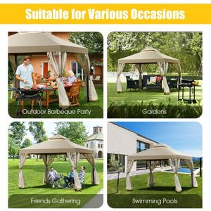 Gazebo de 2 Niveles para Exteriores de 3 Metros x 3 Metros con Estructura sin Tornillos, Pérgola, Refugio - Product Image 3