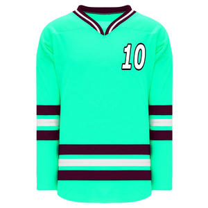 เสื้อฮอกกี้น้ำแข็งสีขาวสำหรับผู้ชายหมายเลข 10 ลายแถบสีแดงดำ คอวี แขนยาว โพลีเอสเตอร์ ระบายความชื้นได้ดี - Product Image 5