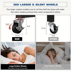 Estante Metálico Negro Plegable de 3 Niveles, Resistente, con Ruedas, para Almacenamiento en Garaje y Cocina, Serie Ki - Product Image 5