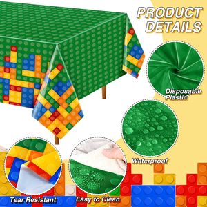 4 tovaglie colorate a blocchi da costruzione, stoviglie per feste e decorazioni per compleanni - Product Image 2