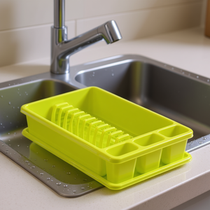 Scolapiatti in plastica taglia L impilabile con vassoio per lavello da cucina - Product Image 3