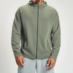 Sudadera con Capucha Negra para Hombre, Cierre de Cremallera, Corte Regular, Tejido de Poliéster Transpirable, Informal, Color Sólido, Logotipo Frontal, Ropa de Otoño - Product Image 5