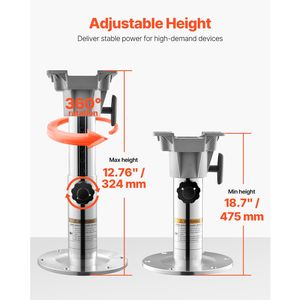 Piedistallo Regolabile in Alluminio per Sedile Barca 12.76-18.7 Pollici con Design Bloccabile Impermeabile - Product Image 2