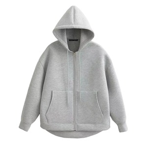 Sweat-shirt à capuche zippé oversize pour homme, couleur unie, décontracté, manches longues, poche, en coton French Terry, collection automne 2027 - Product Image 4